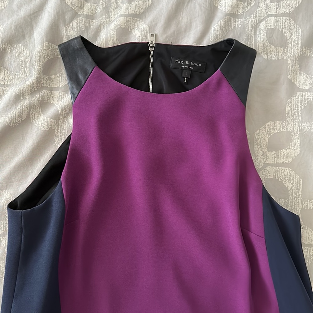 Rag & Bone Top - Leather & Colorblock Detail. - image 3